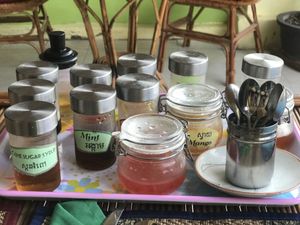Homemade syrups for fruit. at Papa's  in Kampot