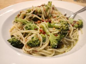 Spaghetti Broccoli, really delicious at La Porchetta in Dunedin