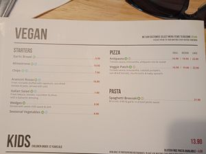 Many of the dishes on the main menu can be made vegan too at La Porchetta in Dunedin