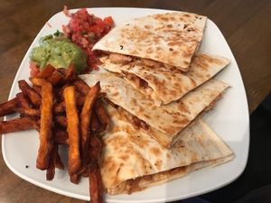 Vegan cheese and jackfruit quesadilla  at Times Square  in Devizes