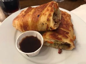 Vegetarian nut roast Yorkshire pudding wrap at Times Square  in Devizes