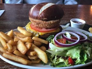 Mighty Meaty Meatfree burger. A delicious flavour experience at The Crown and Anchor in Eastbourne