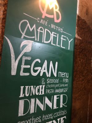 Actual sign that says vegan in Cuba, amazing. at Madeley in Trinidad