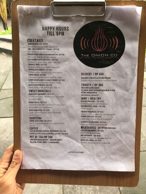 Drink menu at The Onion Collective in Ubud