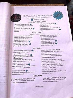 vegan and gluten-free menu options at The Onion Collective in Ubud