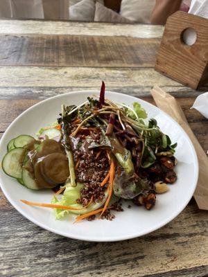 Delicious and fresh salad. First course of the lunch menu at Broto Bistro in Garopaba