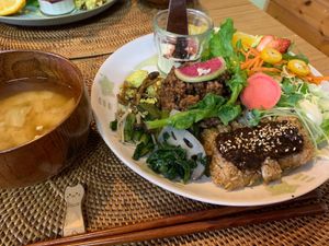 Lunch /おからこんにゃくの味噌カツ風ランチ at Matatabi Kitchen in Fuso