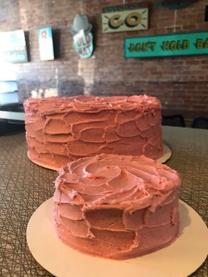 vegan raspberry cake at The Hummingbird Cafe in Butte