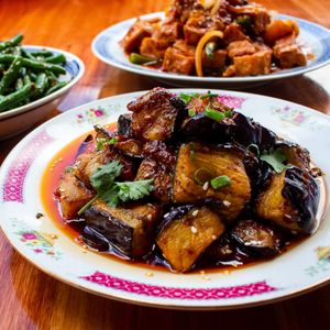 Vegan Douban Eggplant - rich sichuan style at King Tea in Paddington