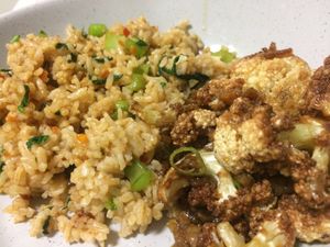 Vegan fried rice and Cauliflower popcorn at King Tea in Paddington