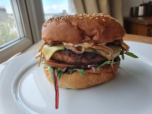 Roundhill burger at The Roundhill in Brighton