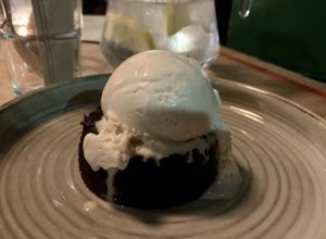 Molton chocolate dessert at The Roundhill in Brighton