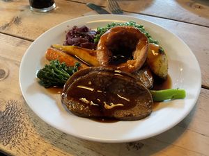 Seitan steak Sunday Roast.   at The Roundhill in Brighton