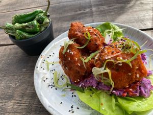 Padron Peppers and Fried Cauliflower at The Roundhill in Brighton