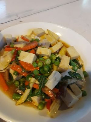 Tofu stir fri3d with basil at Ying Ying's Kitchen in Koh Phangan