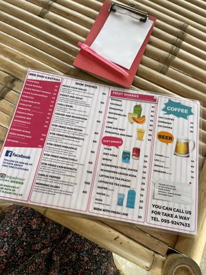 Menu  at Ying Ying's Kitchen in Koh Phangan