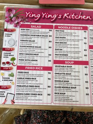 Menu  at Ying Ying's Kitchen in Koh Phangan