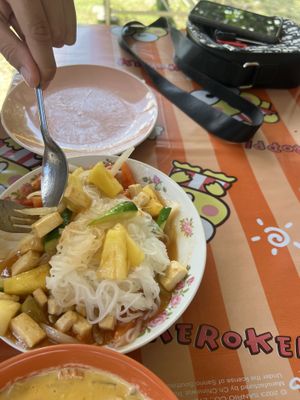 Sweet and sour tofu with noodles   at Ying Ying's Kitchen in Koh Phangan
