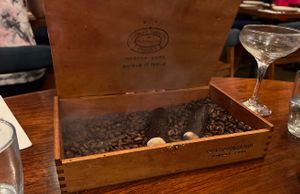 Signature dessert. Chocolate cigar  at Onda in Richmond