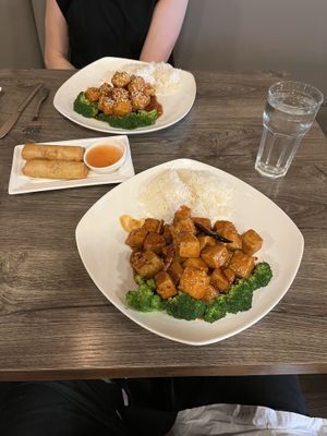 Sesame tofu and general tsos tofu lunch specials!!   at Unit Su Vege in Philadelphia