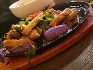 Eggplant platter at Unit Su Vege in Philadelphia