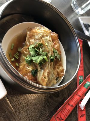 D14 Steam bean curd skin roll   at Unit Su Vege in Philadelphia