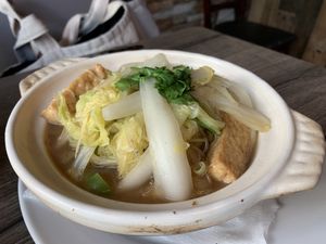 04 Vegetables, Tofu, and Glass Noodles in Clay Pot at Unit Su Vege in Philadelphia