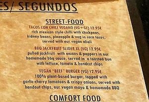 Menu at The Hen's Teeth in Alicante