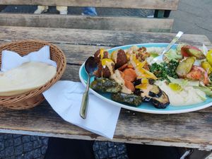 Vegan plate at Humbaba Falafel in Berlin