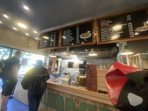 Counter and menu (14/09/23)  at Humbaba Falafel in Berlin