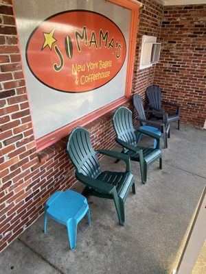 Outdoor seating  at Jo Mama's in Orleans