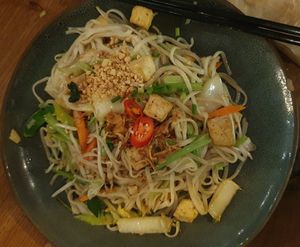 Fried rice noodles with tofu at Saigon in Zurich