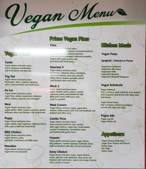 Vegan menu at Pep's Pizza in Ascot Park