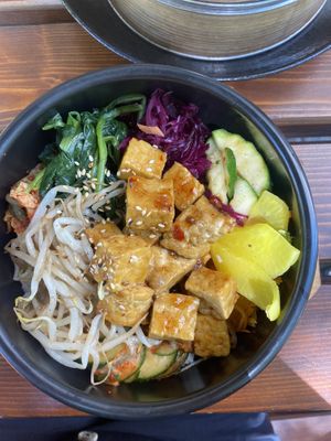 Rice bowl with tempeh at Feel Seoul Good in Berlin