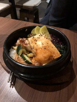 Bibimbap with vegan egg at Feel Seoul Good in Berlin