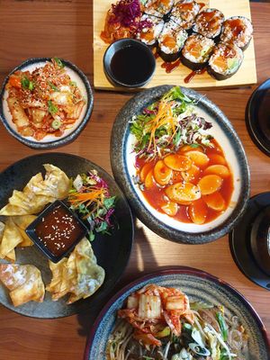 Gimbap, Kimchi, Rice cakes, Want Tan (from up to down) at Feel Seoul Good in Berlin