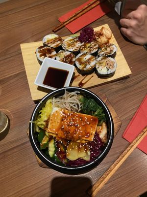 Tofu egg bibimbap and Gimbap  at Feel Seoul Good in Berlin