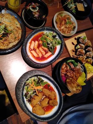 Pancake, rice cakes, ketchup crunch, bibimbap, kimchi & gimbap at Feel Seoul Good in Berlin