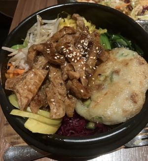 Bibimbab with soy medaillons  at Feel Seoul Good in Berlin