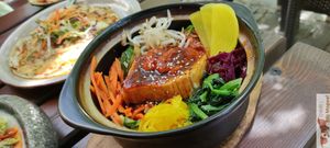 Bibimbab (Rice bowl) with Vegan egg at Feel Seoul Good in Berlin