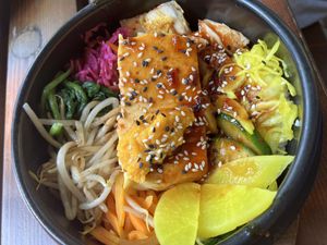 Vegan egg bibimbap  at Feel Seoul Good in Berlin