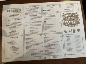 Drinks menu  at Feel Seoul Good in Berlin