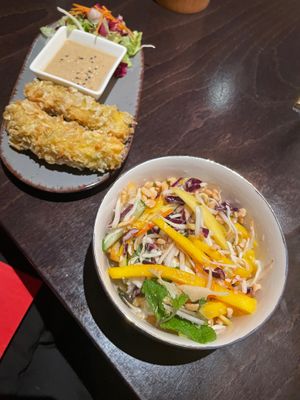 I just stopped in for a quick bite, so I ordered the mango salad and fried tofu. The portions were more than I expected and I was quite pleased!  at Feel Seoul Good in Berlin