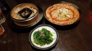 Dumplings, seaweed, and pancake (pancake was very filling!) at Feel Seoul Good in Berlin