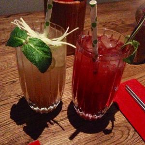 Delicious homemade lemonade (green and red) at Feel Seoul Good in Berlin