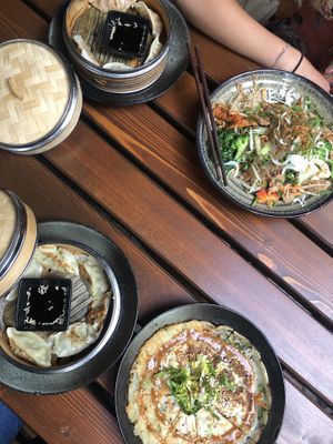 Three snacks and one main dish  at Feel Seoul Good in Berlin