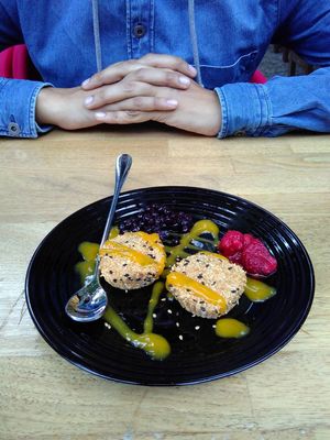 Mochi, perfectly balanced with fresh berries! at Feel Seoul Good in Berlin