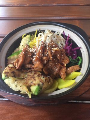 Bibimbap with avocado pancake at Feel Seoul Good in Berlin