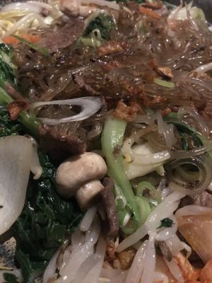 Sweet potato glass noodles with soy strips  at Feel Seoul Good in Berlin