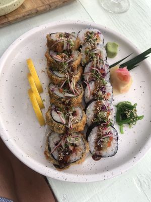 Vegetarian sushi with tofu  at Indie Beach in Koh Chang